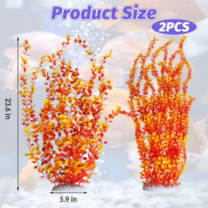 Hamiledyi Aquarium Plastic Plants Aquarium Decor Artificial Fish Tank Plants,Tall Fish Tank