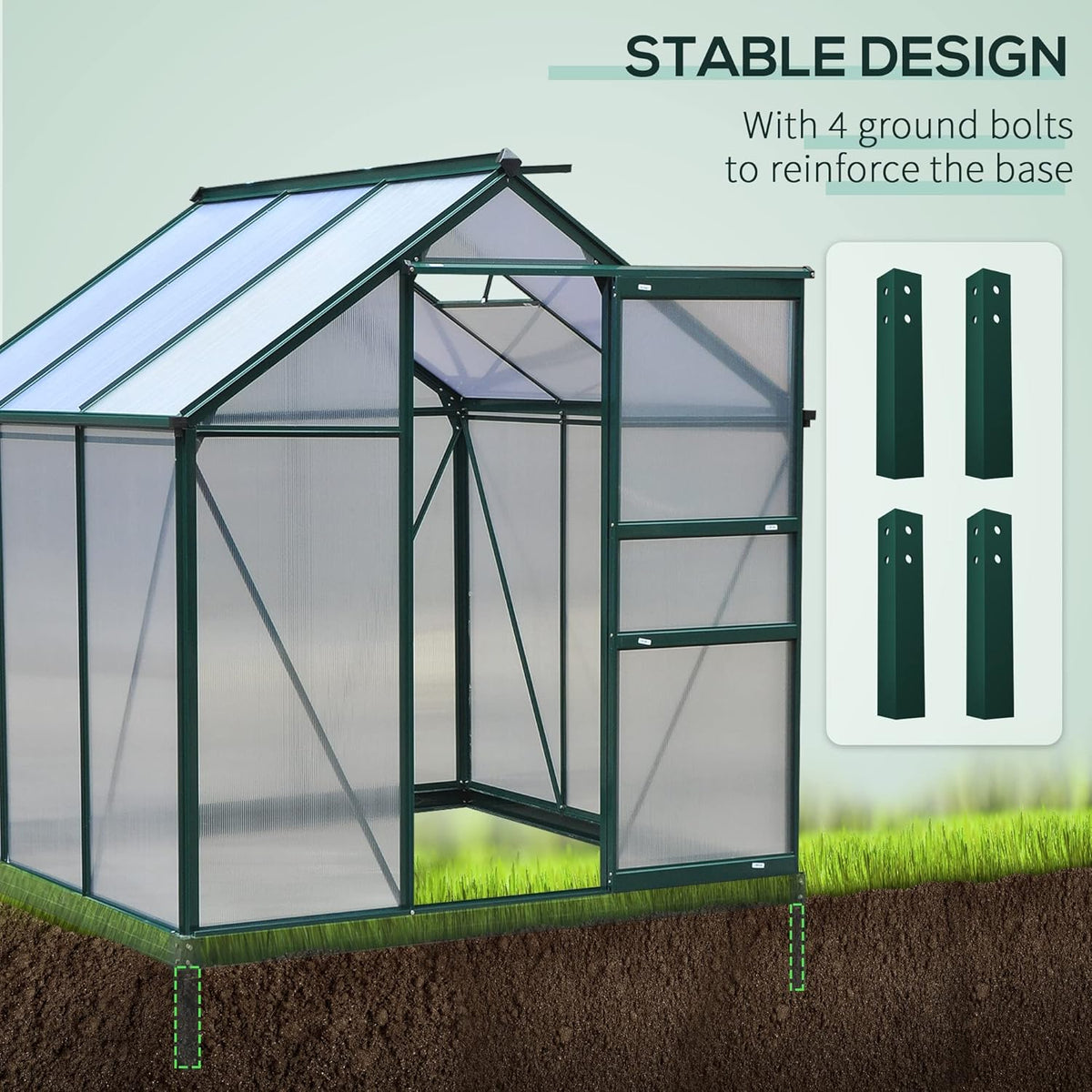 Outsunny 6' x 6' Greenhouse for Outdoors, Polycarbonate Greenhouse with Rain Gutter and Roof Vent