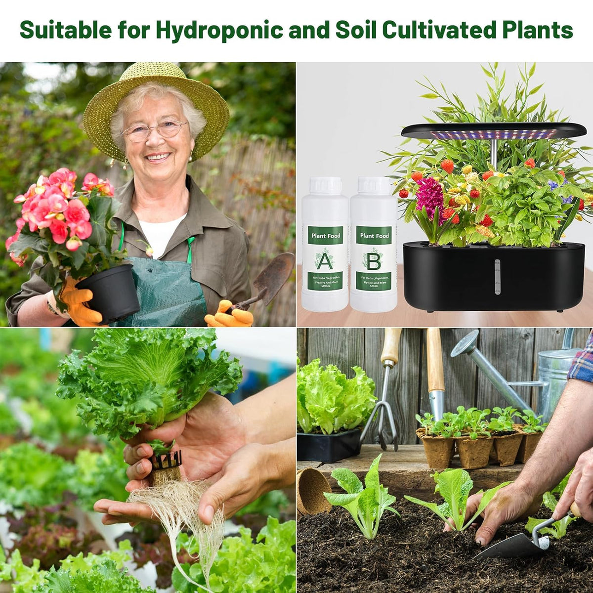 1000ml Hydroponic Nutrients A&B for Aerogarden Plant Food with 2 Measuring Cups - Fertilizer for