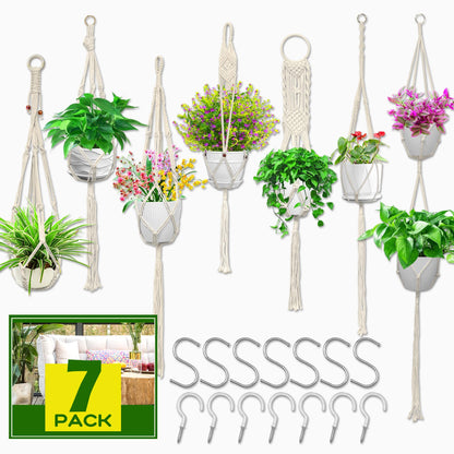 IGaiety Macrame Plant Hangers 7 Pack for Indoor Outdoor Boho Home Decor