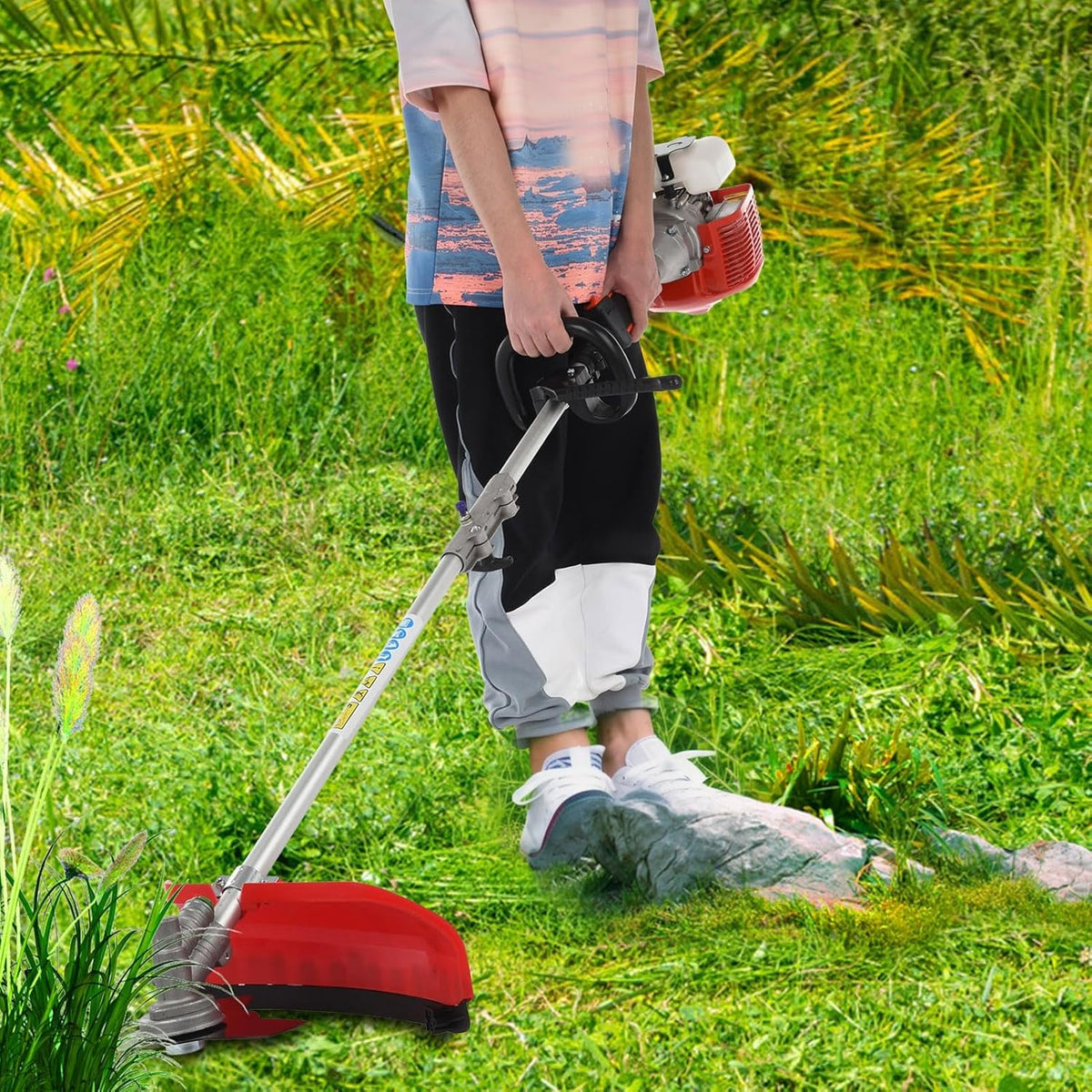 52cc Gas Powered 5-in-1 Multi-Functional Garden Tool, Powerful 2-Stroke Brush Cutter Hedge Trimmer