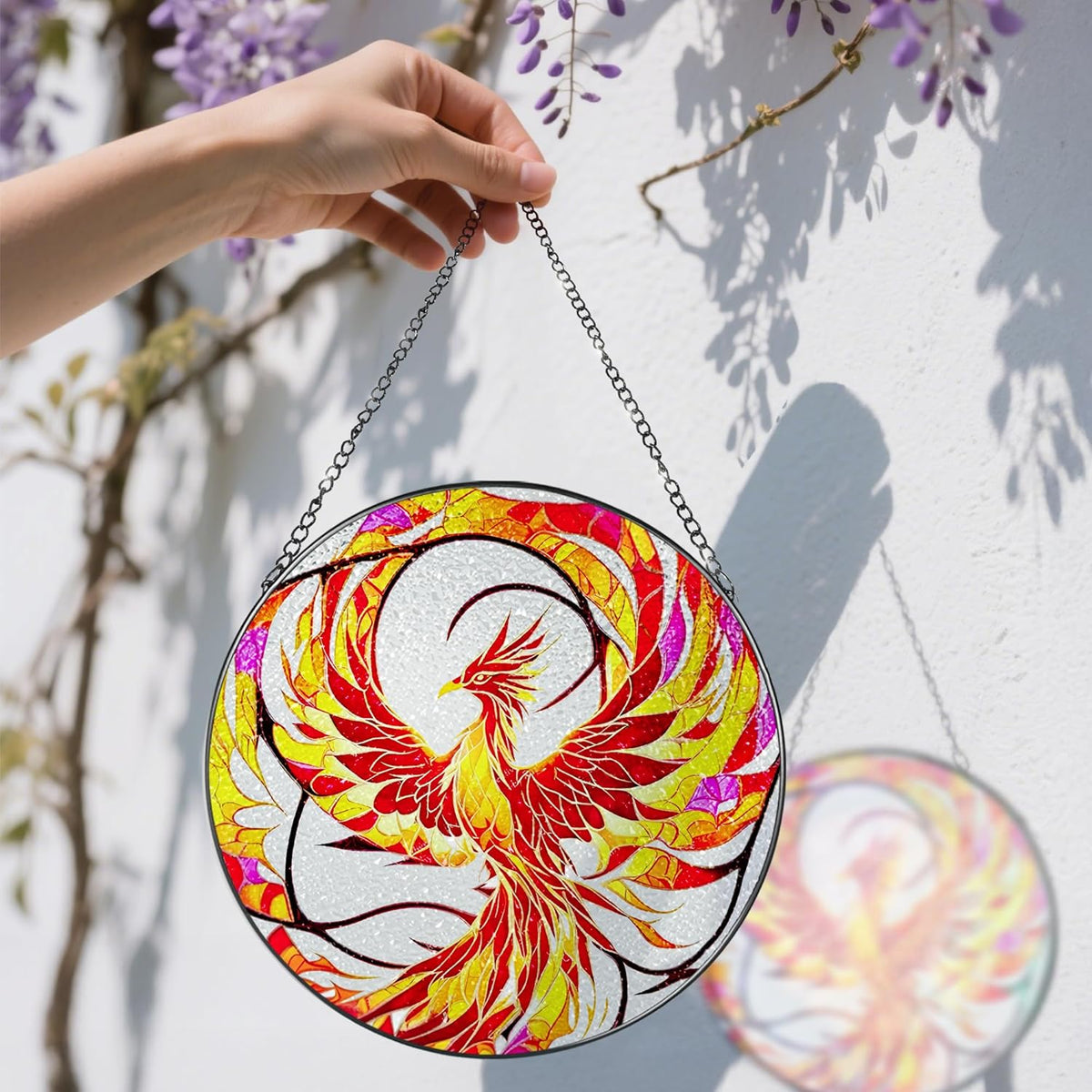 Stained Glass Window Hanging, Stained Glass Suncatcher, Phoenix Sun Catcher, Window Decor, Phoenix