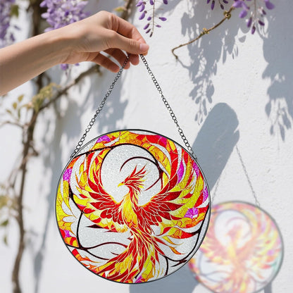 Stained Glass Window Hanging, Stained Glass Suncatcher, Phoenix Sun Catcher, Window Decor, Phoenix