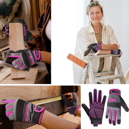 HANDLANDY Women Safety Work Gloves Utility Touch Screen Working Grip Glove for Yardwork Gardening