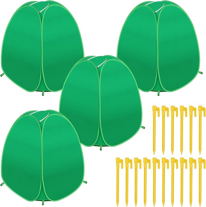 4 Pack Plant Covers Freeze Protection, 28x28x33 Winter Shrub Frost Covers for Outdoor Plants, Warm