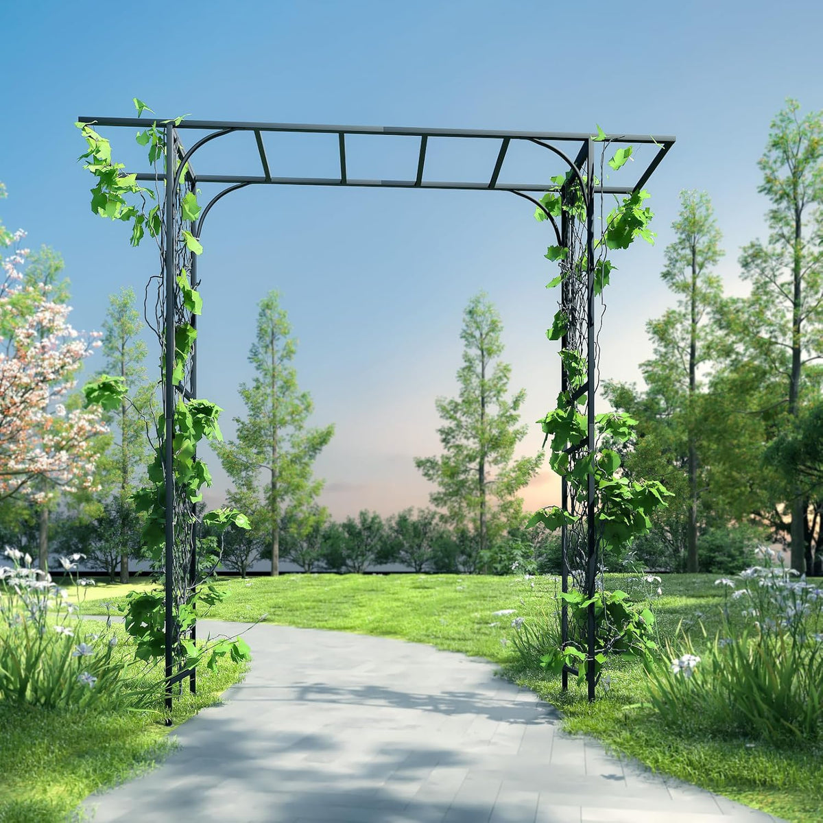 Zhongma Metal Garden Arbor, 83.5'' High x 82.7'' Wide, Outdoor Arch for Climbing Plant, Decorations