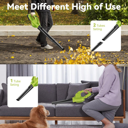 Leaf Blower Cordless with 2 Battery and Charger, 130MPH 180CFM High Speed Leaf Blower with 2 Tubes