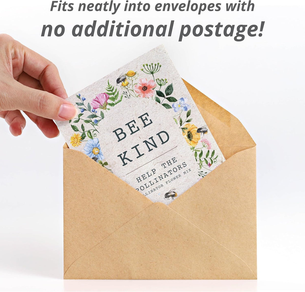Bentley Seed Co. | Bee Kind Pollinator Flowers | Beautiful Bee Art Kraft Look Seed Packets |