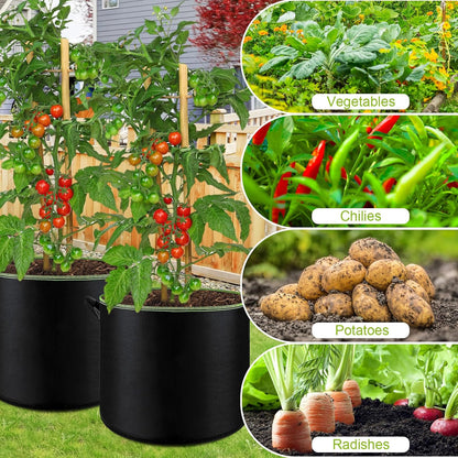 6-Pack 5 Gallon Grow Bags - 300G Heavy Duty Aeration Fabric Pots with Handles,Thickened Nonwoven