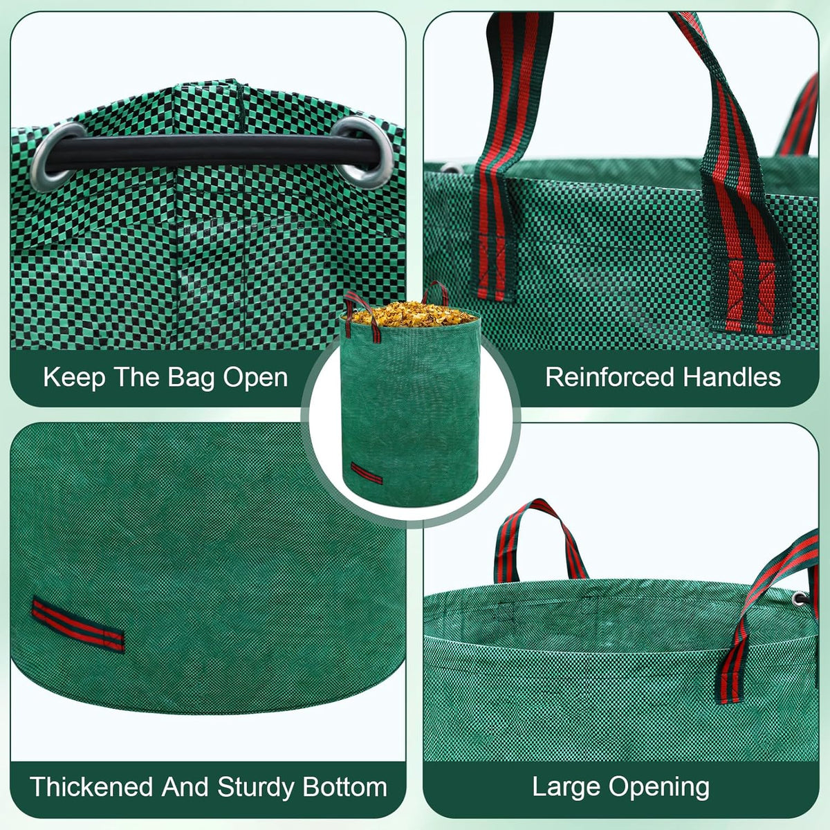 72 Gallons Lawn and Leaf Bags,Reusable Yard Waste Bags with Gardening Gloves,Heavy Duty Garden Bags