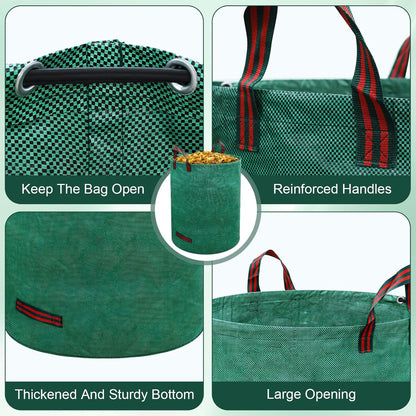 72 Gallons Lawn and Leaf Bags,Reusable Yard Waste Bags with Gardening Gloves,Heavy Duty Garden Bags