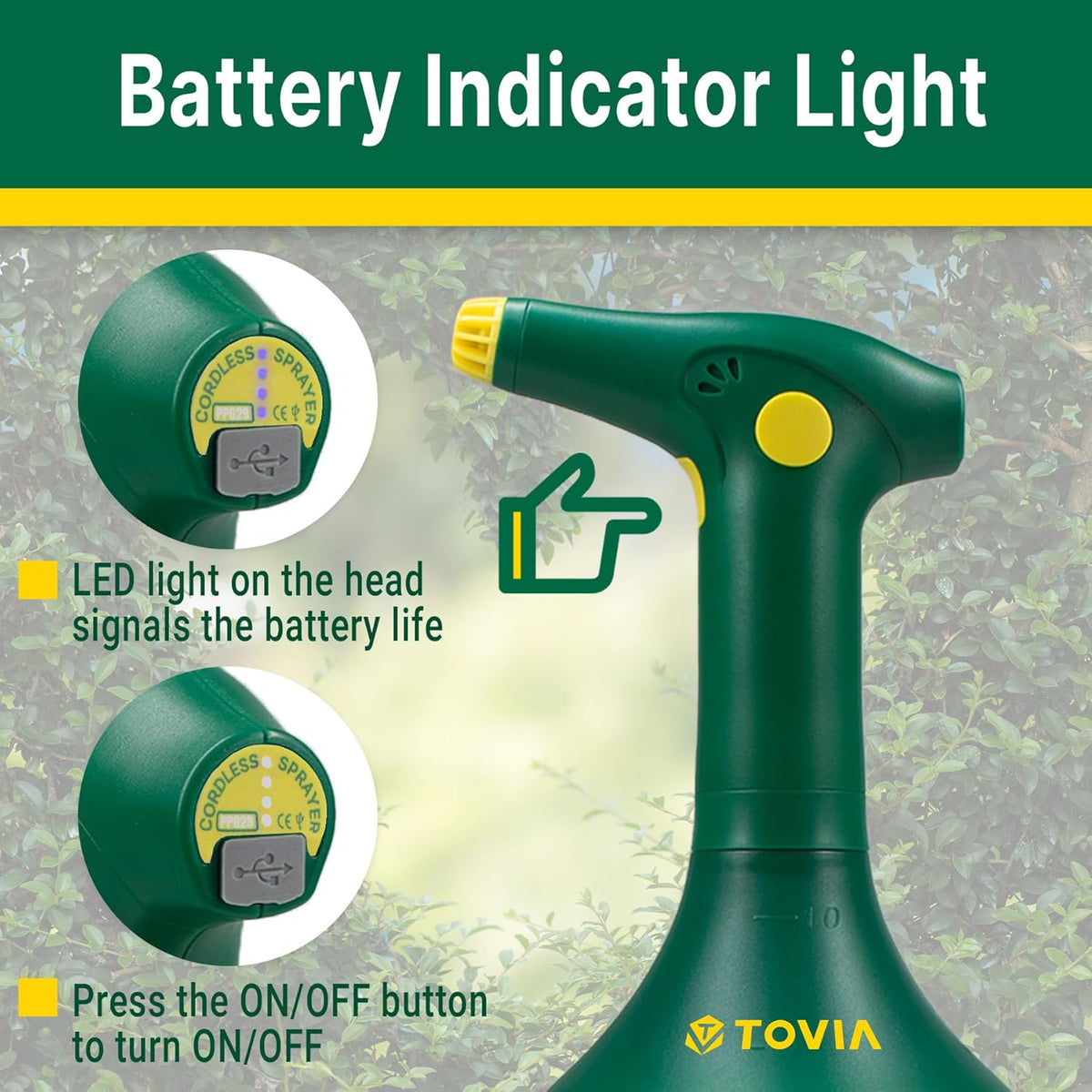 T TOVIA: Garden Sprayer 1 Liter Battery Spray Bottle Powered Electric, Rechargeable, Portable