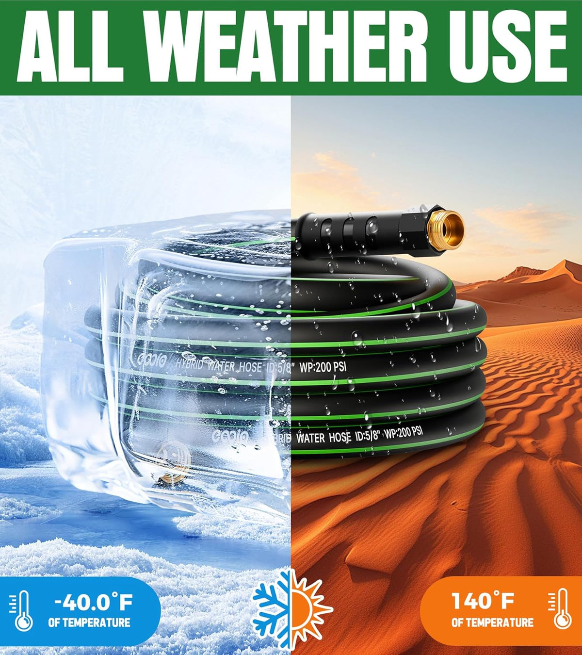 Heavy Duty Garden Hose 35ft, NON-EXPANDABLE Flexible Water Hose, Kink Resistant Lightweight Hybrid