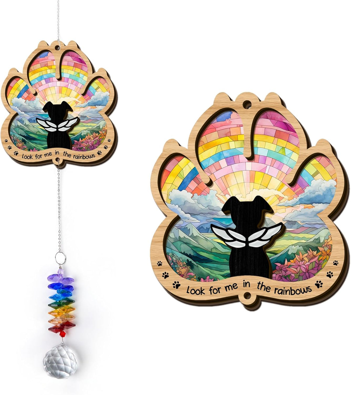 2 Layered Ornament Suncatcher - Rainbow Bridge - Christmas Birthday Gifts for Dog Lover - Dogs