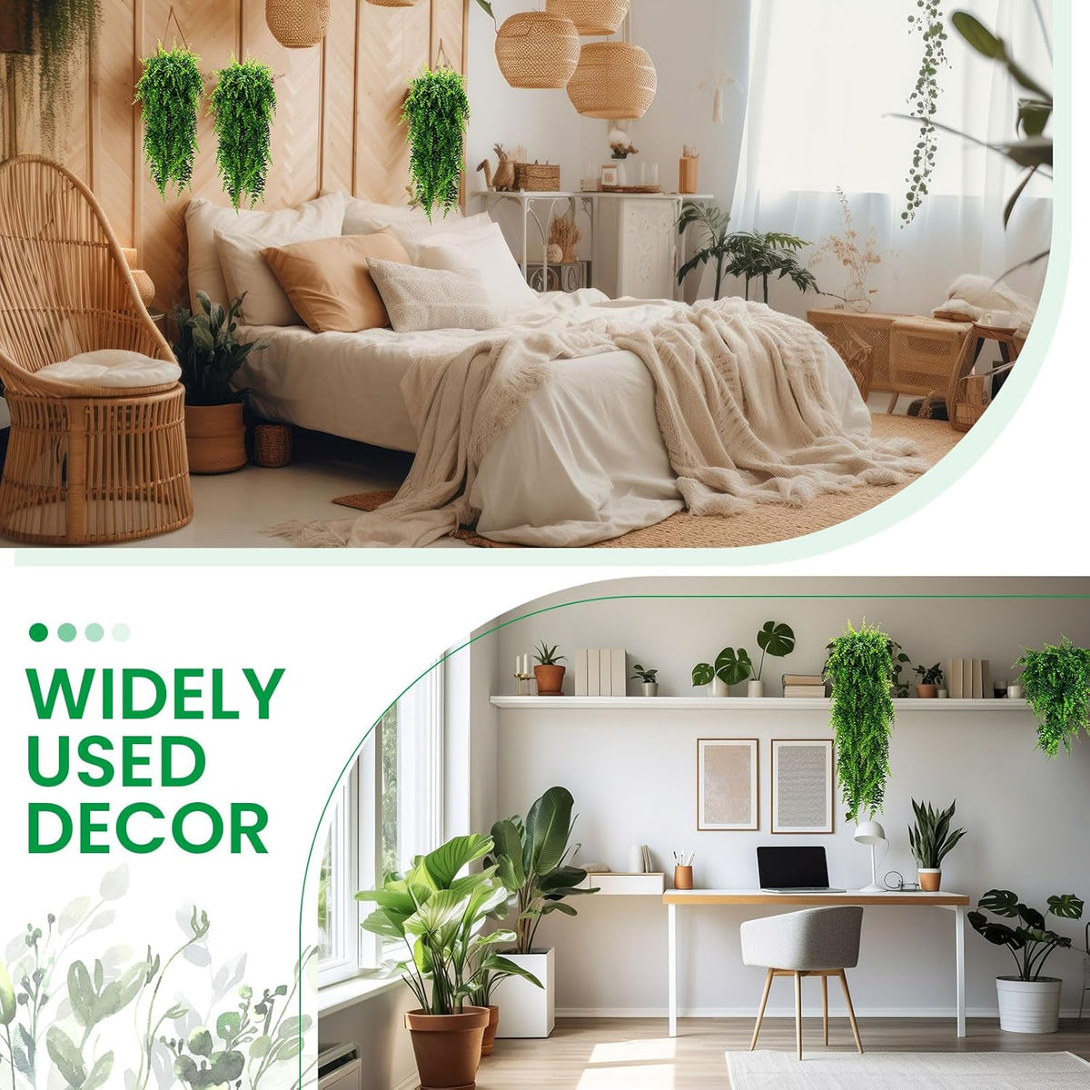 Geosar 96 Pcs Artificial Hanging Plants 32 Inch Hanging Boston Ferns Plastic Fake Plants for Wall