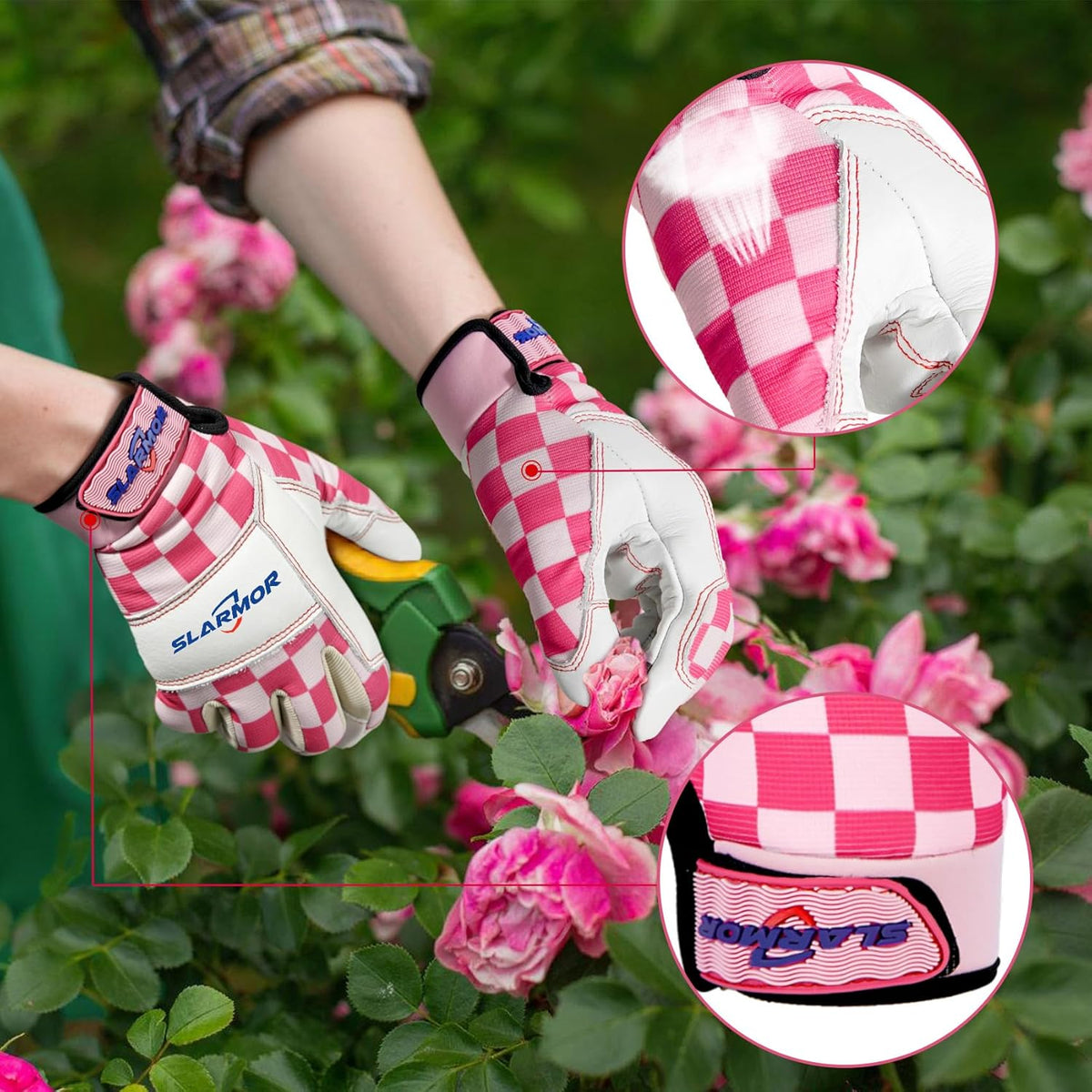 Leather-Gardening-Gloves for Women,Thorn-Proof Work-Gloves for Weeding,Digging,Planting,Pruning
