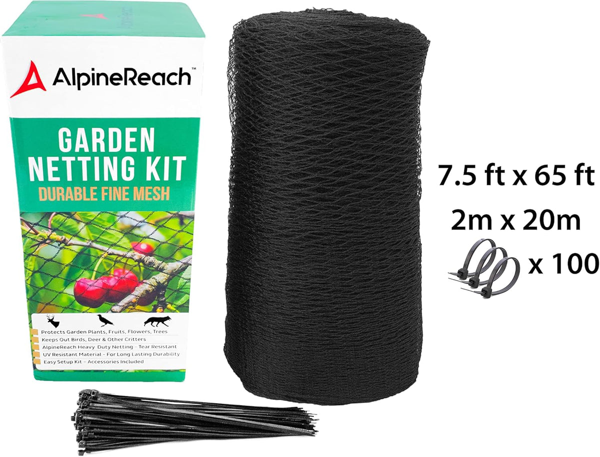 AlpineReach Garden Netting 7.5 x 65 ft Heavy Duty Bird Net, Deer, Plant Protection Extra Strong