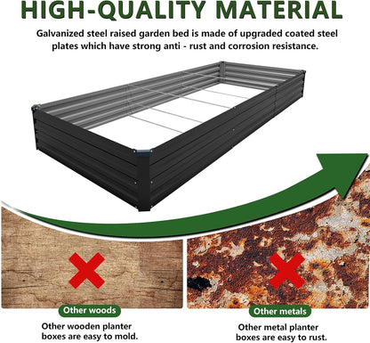 12×4×1FT(2PCS) Galvanized Raised Garden Bed Kit, Metal Planter Boxes，Large Outdoor Planters Garden