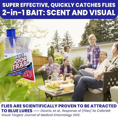 Fly Traps Outdoor Fly Trap for Patio. 12 Non-Toxic Pre-Baited Flies Bags Outdoor Disposable.