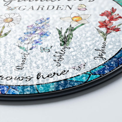 LOVELYPOD Custom Grandma Birth Flowers Stained Glass Window Sun Catcher, Grandmas Garden Sun