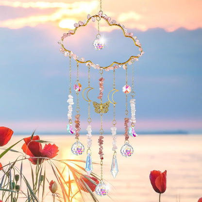 H&D HYALINE & DORA Cloud Shaped Crystal Suncatcher Glass Balls with Chain Rainbow Maker Sun Catcher