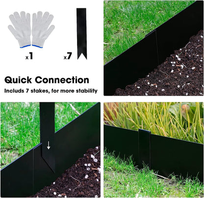 Worth Garden 6-Pack Galvanized Steel Landscape Edging with Black Powder Coating - 40" L x 6.5" H