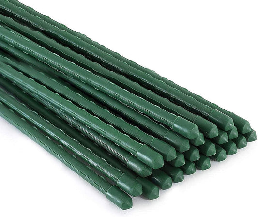 Xiny Tool Garden Stakes, 25 Pack Steel Plant Garden Tomato Stakes with Plastic Coat for Climbing