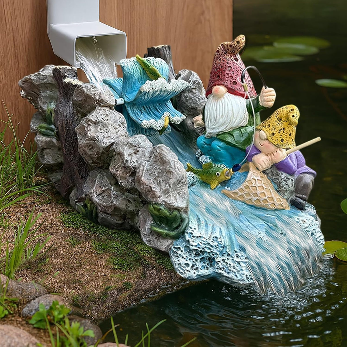 Gollum Splash Block – Decorative Resin Downspout Diverter & Water Feature, 11.4” x 6.3” x 6.9”