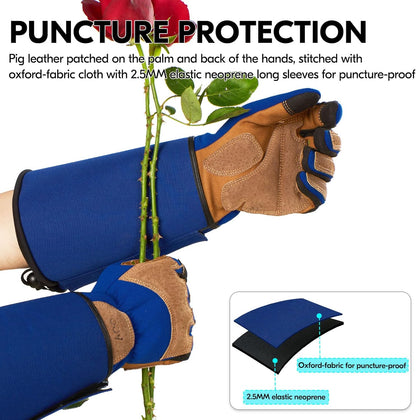 Vgo... Gardening Gloves Unisex,Safety Work Gloves,Long Sleeves Gauntlet,Puncture