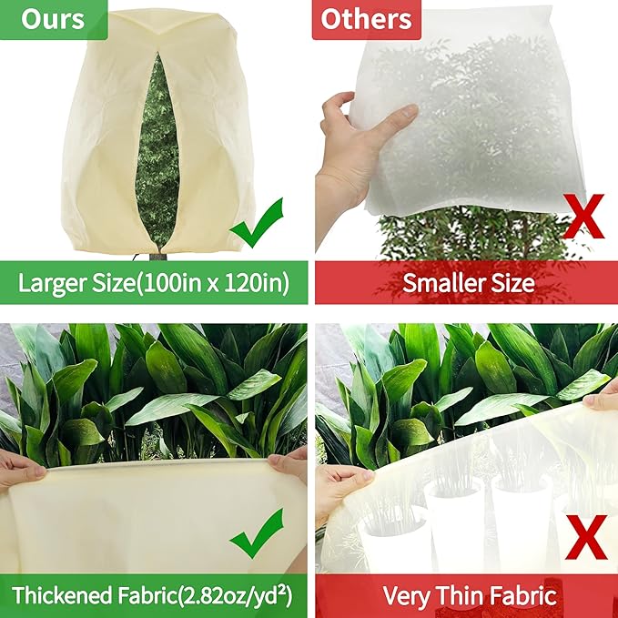 TCBWFY 120x100 Inch Huge Plant Covers Freeze Protection Frost Cloth for Outdoor Plants,2.82oz/yd²
