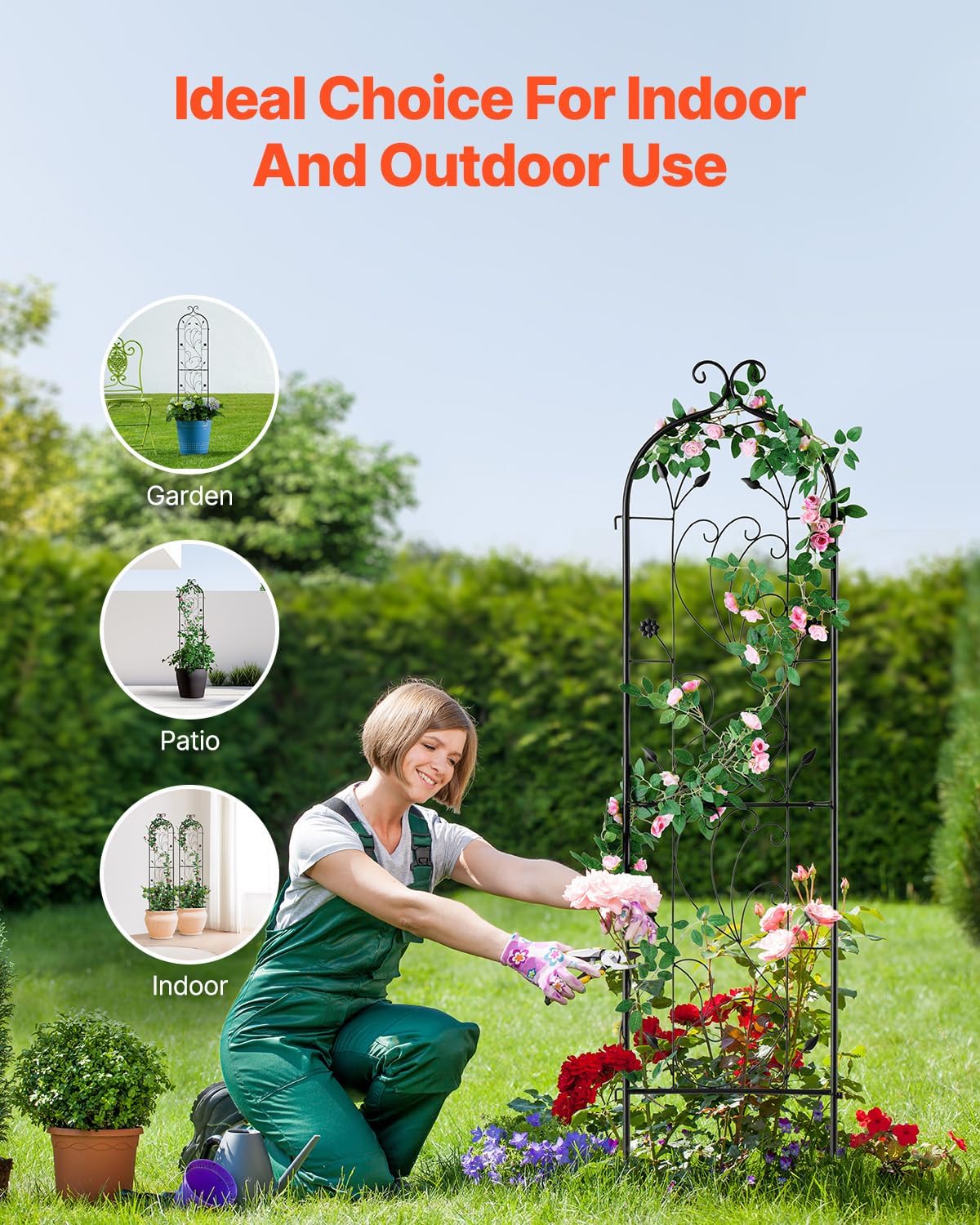 VEVOR Garden Trellis for Climbing Plants, 60 x 15 in, 2 Packs Rustproof Metal Garden Flower