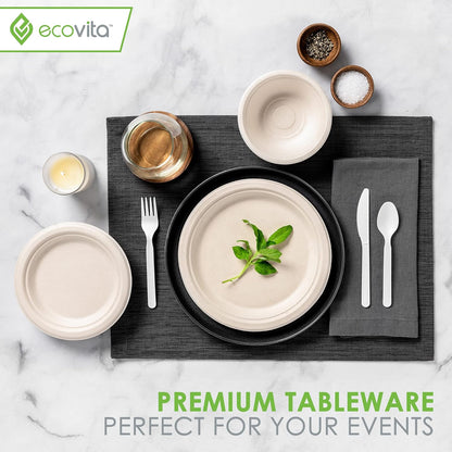 Ecovita 100% Compostable Knives - 500 Large Disposable Utensils (7 in.) Bulk Size Eco Friendly