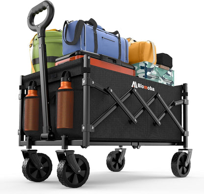 Collapsible Wagon with Wheels, 220 lbs Wagons Carts Foldable Wagon Cart with Flexible Handle