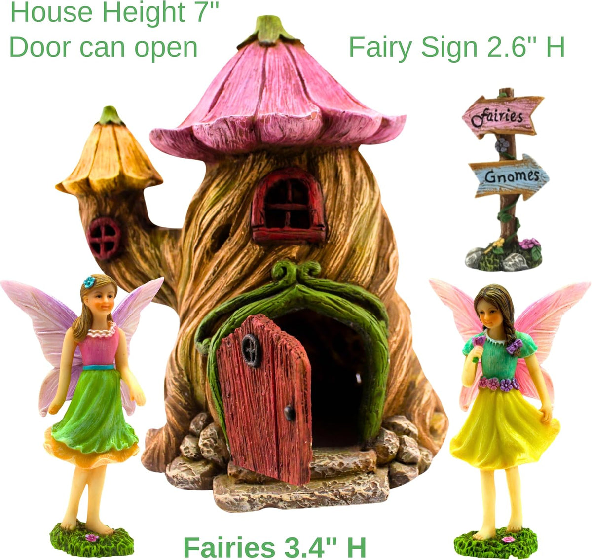 PRETMANNS Fairy House Kit - Fairy Garden Accessories for Outdoor Miniature Village Decor, with