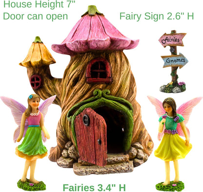 PRETMANNS Fairy House Kit - Fairy Garden Accessories for Outdoor Miniature Village Decor, with