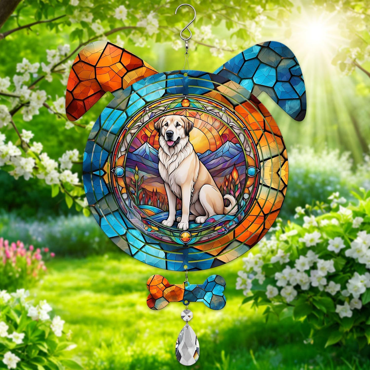 Anatolian Shepherd Dog Ears Wind Spinner, Anatolian Shepherd Wind Spinner Hanging for Yard and