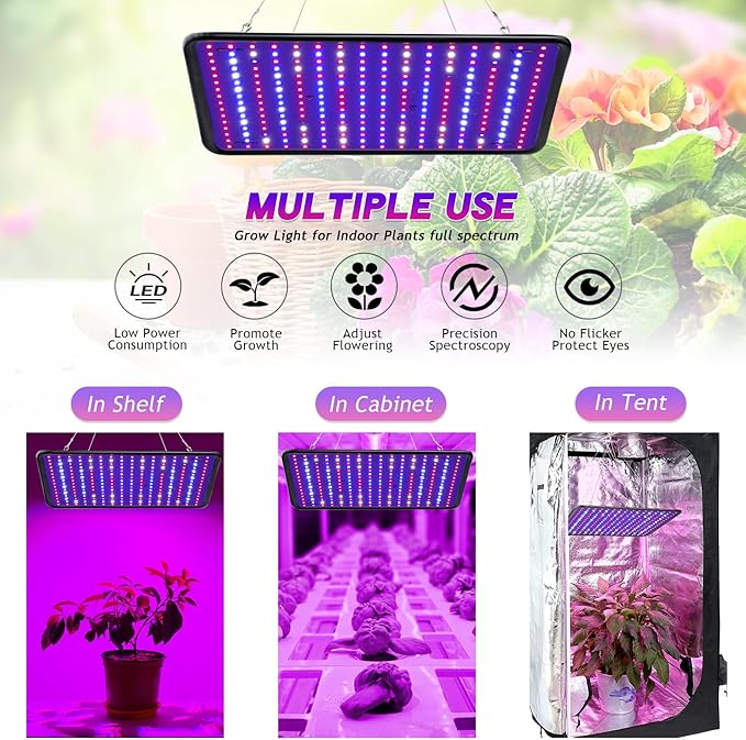 Grow Light for Indoor Plants - SERWING 200W LED Grow Light Full Spectrum, Plant Growing Lamp for