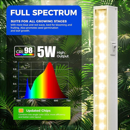 Barrina Grow Lights for Indoor Plants, Full Spectrum Sunlight, 1ft Plant Growing Lamp, LED Grow
