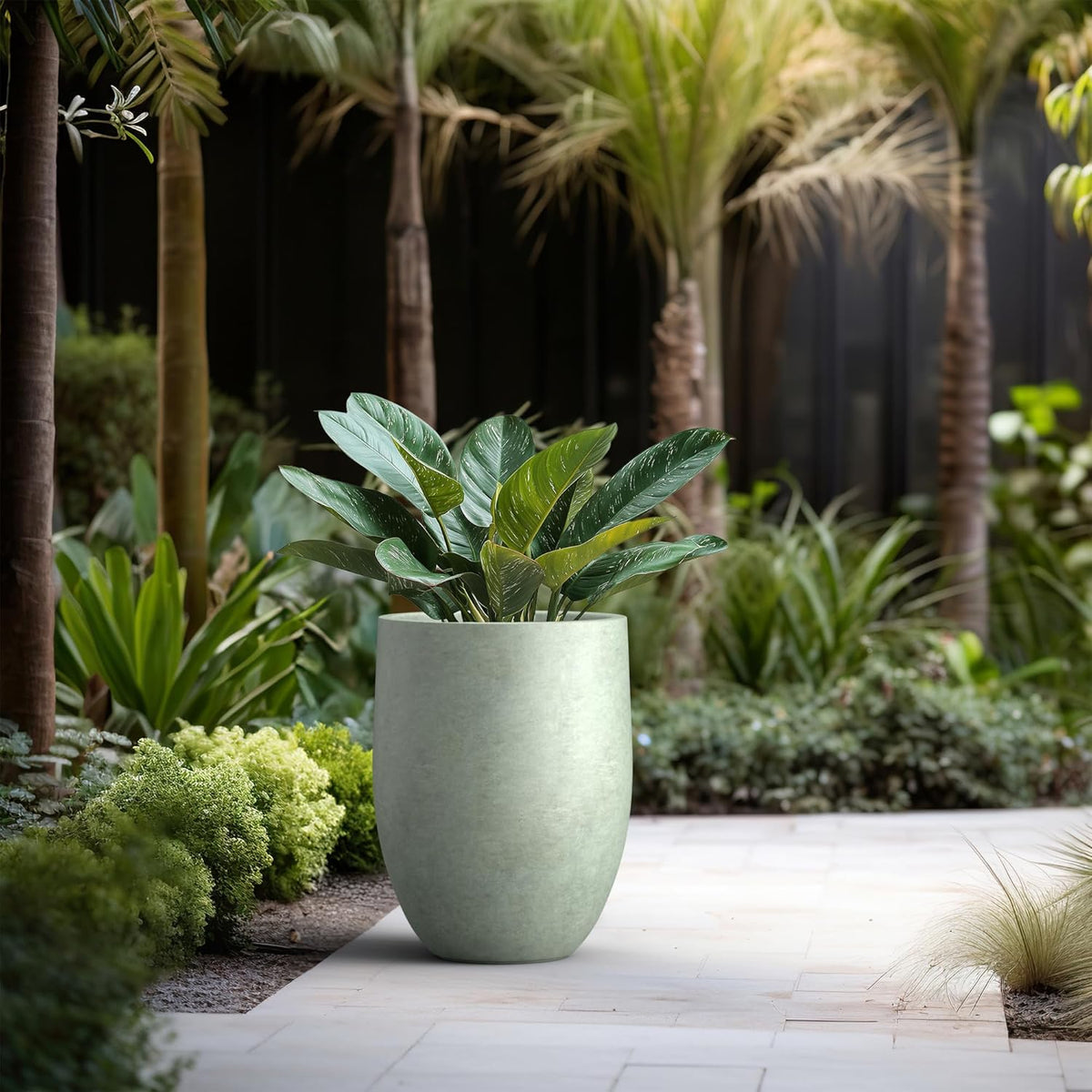 Kante 21.7" H Mint Green Tall Planter, Large Outdoor Indoor Decorative Pot with Drainage Hole and