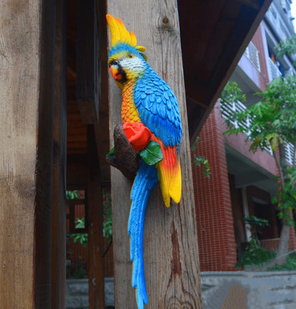 Tropical Hanging Parrot Decor,Resin Bird Figurines,Real Bird Statues,Home Ornament Decor for Tiki