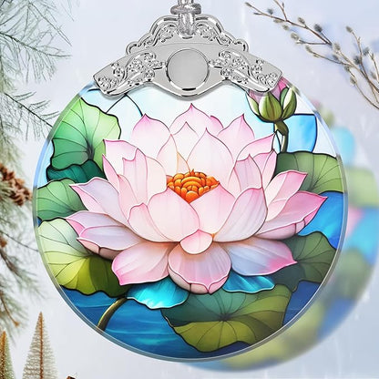 Lotus Stained Glass Orament - Christmas Ornament - Christmas Decorations for Tree - Holiday Present