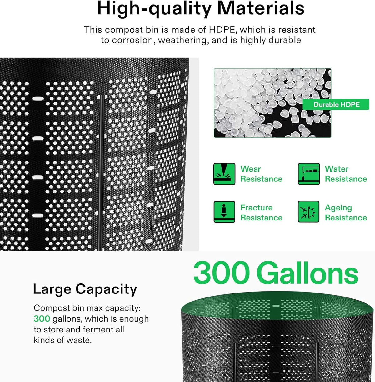 VIVOSUN 300 Gallon Outdoor Compost Bin, Expandable Composter, Easy to Setup & Large Capacity for
