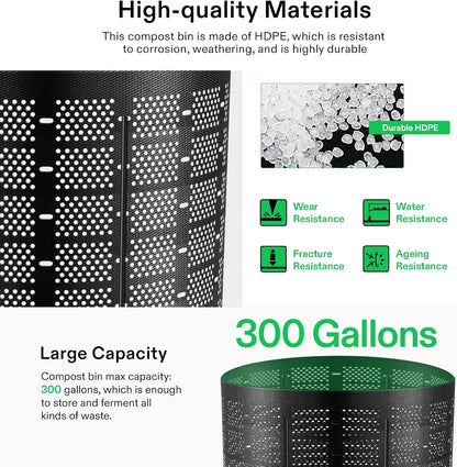 VIVOSUN 300 Gallon Outdoor Compost Bin, Expandable Composter, Easy to Setup & Large Capacity for