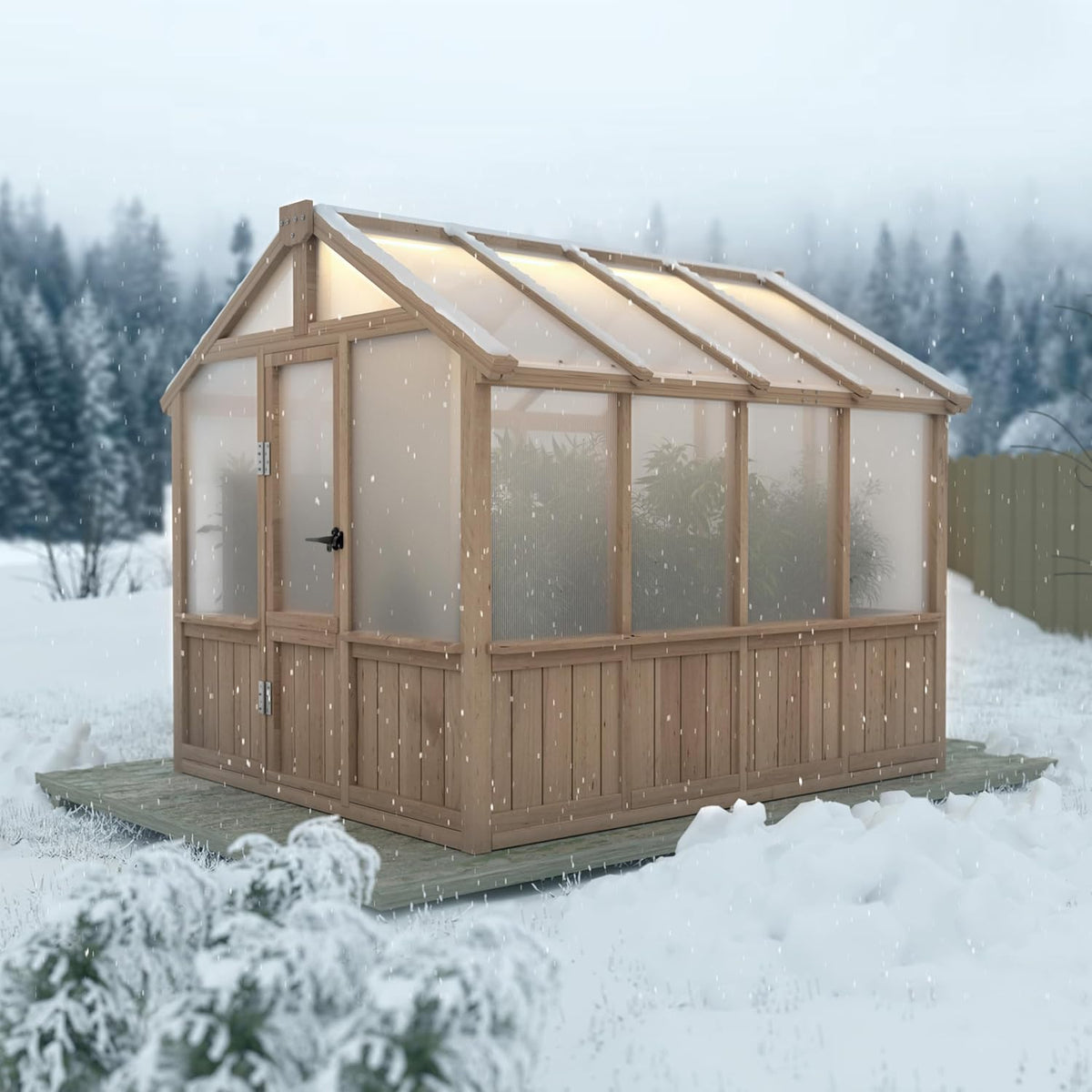 6x8 FT Greenhouse Kit for Outdoor, 6MM Thick Polycarbonate Panel Wooden Walk-in Green House with