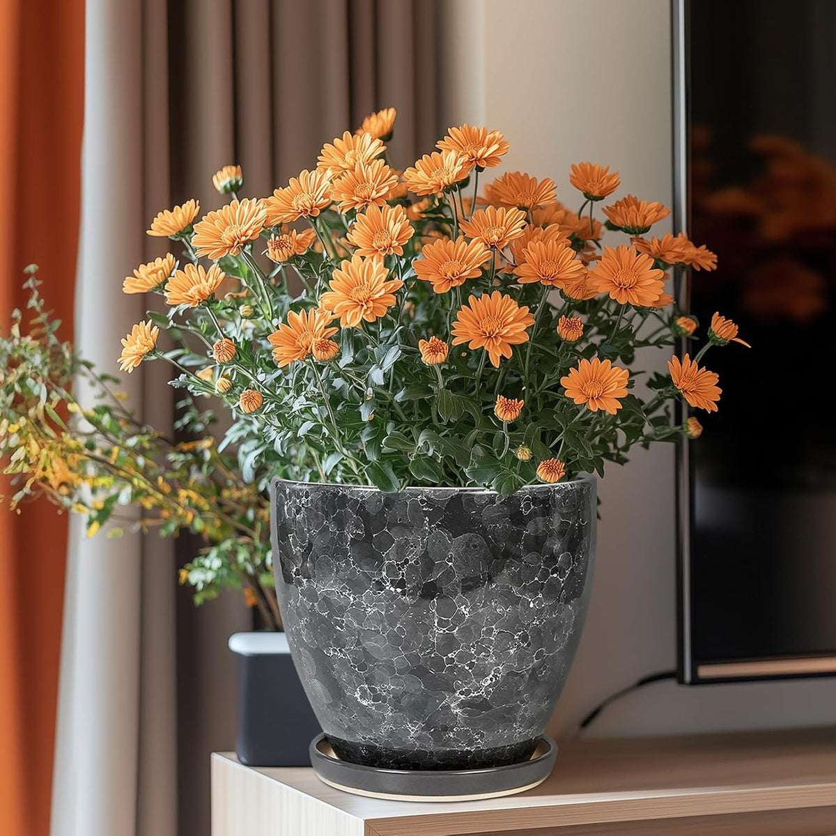Ceraimc Planter - 8 Inch Plant Pot for Indoor Outdoor Plants, Decorative Round Planters, Flower Pot
