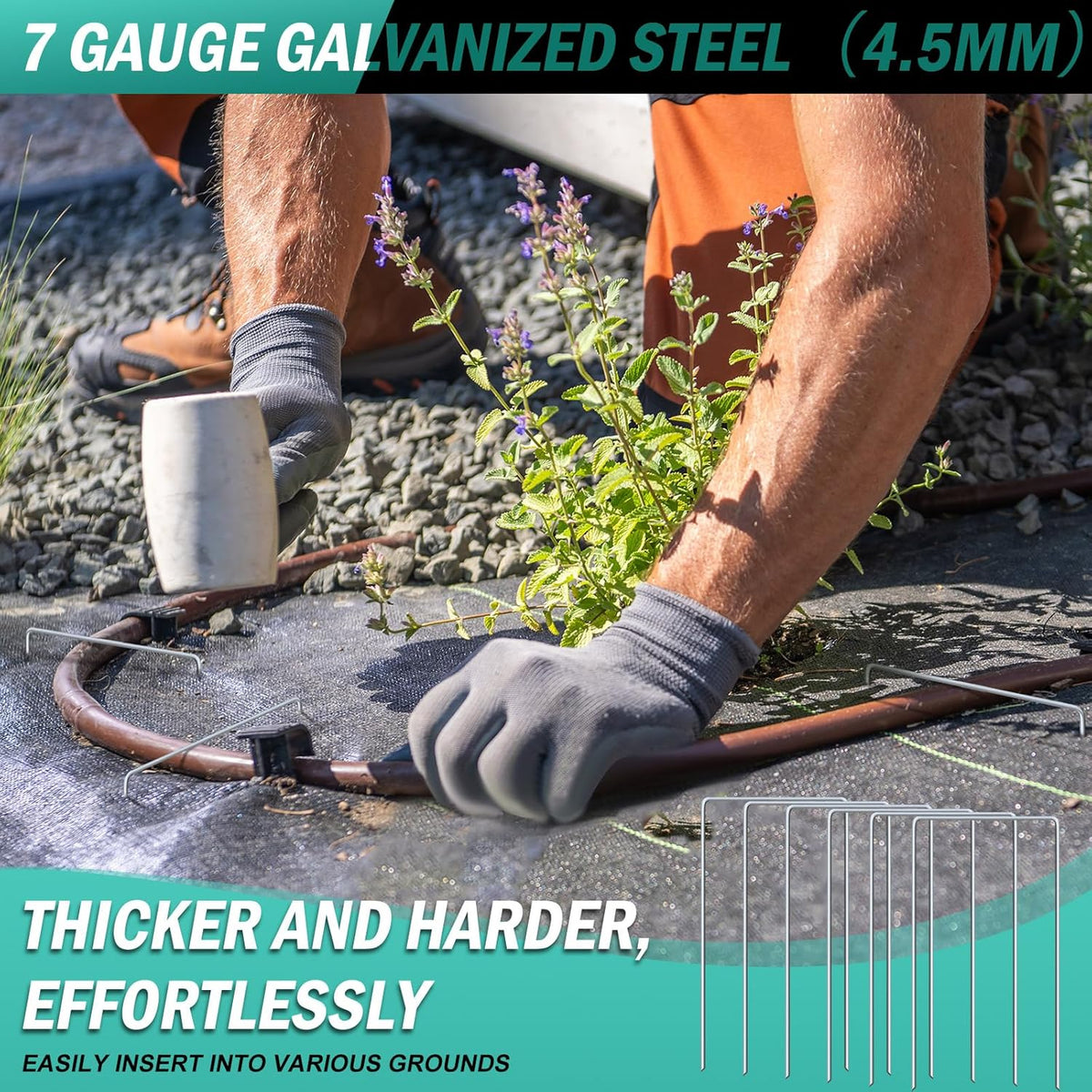 30 Pack Heavy Duty Wide Landscape Staples, 7 Gauge Galvanized Steel Turf Stakes Garden Stakes Bulk