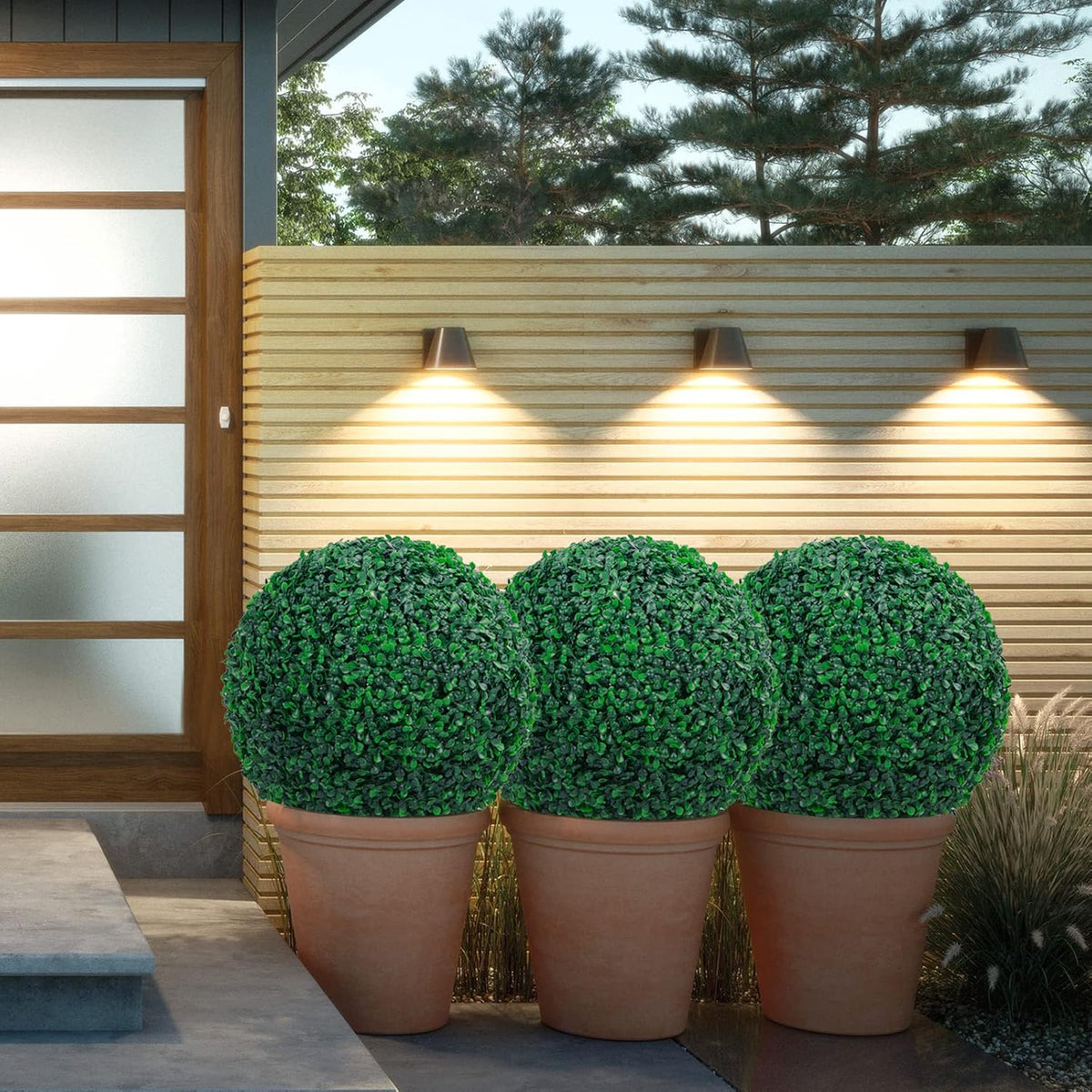 Sunnyglade 2 PCS 13 inch 4 Layers Artificial Plant Topiary Ball Faux Boxwood Decorative Balls for