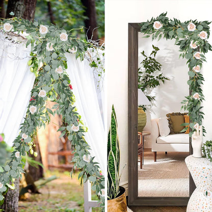 RECUTMS 2Pack Artificial Eucalyptus Garland with Willow Leaves 6Feet Fake Hanging Plant Silk