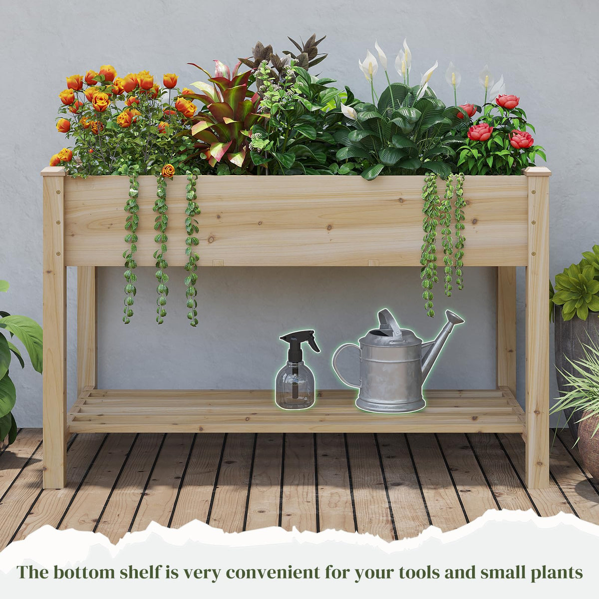 Wooden Planter Elevated Wooden Raised Garden Bed with Legs Planter Box