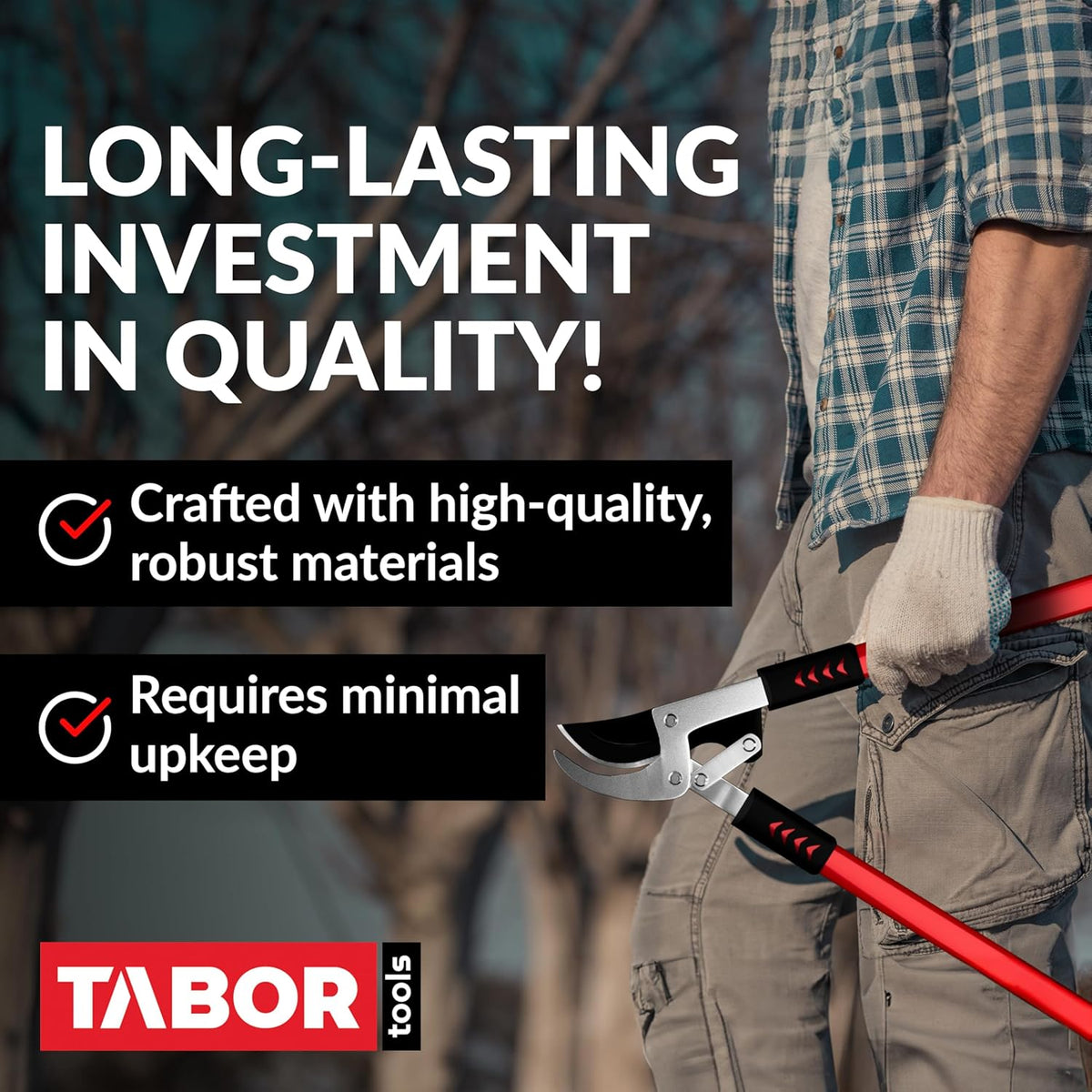 TABOR TOOLS GG11A Bypass Lopper with Compound Action, 30 Inch Tree Trimmer, Branch Cutter with ⌀ 1